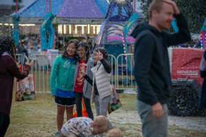 Girls enjoying snowflakes during winter fest