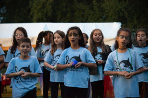 Children singing at winter fest